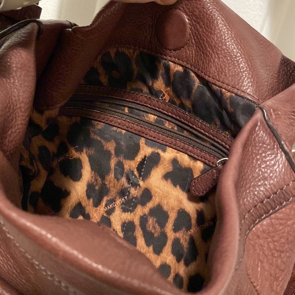 B MAKOWSKY Brown Genuine Leather Hand Bag Shoulder Satchel Bag Purse - Picture 6 of 9